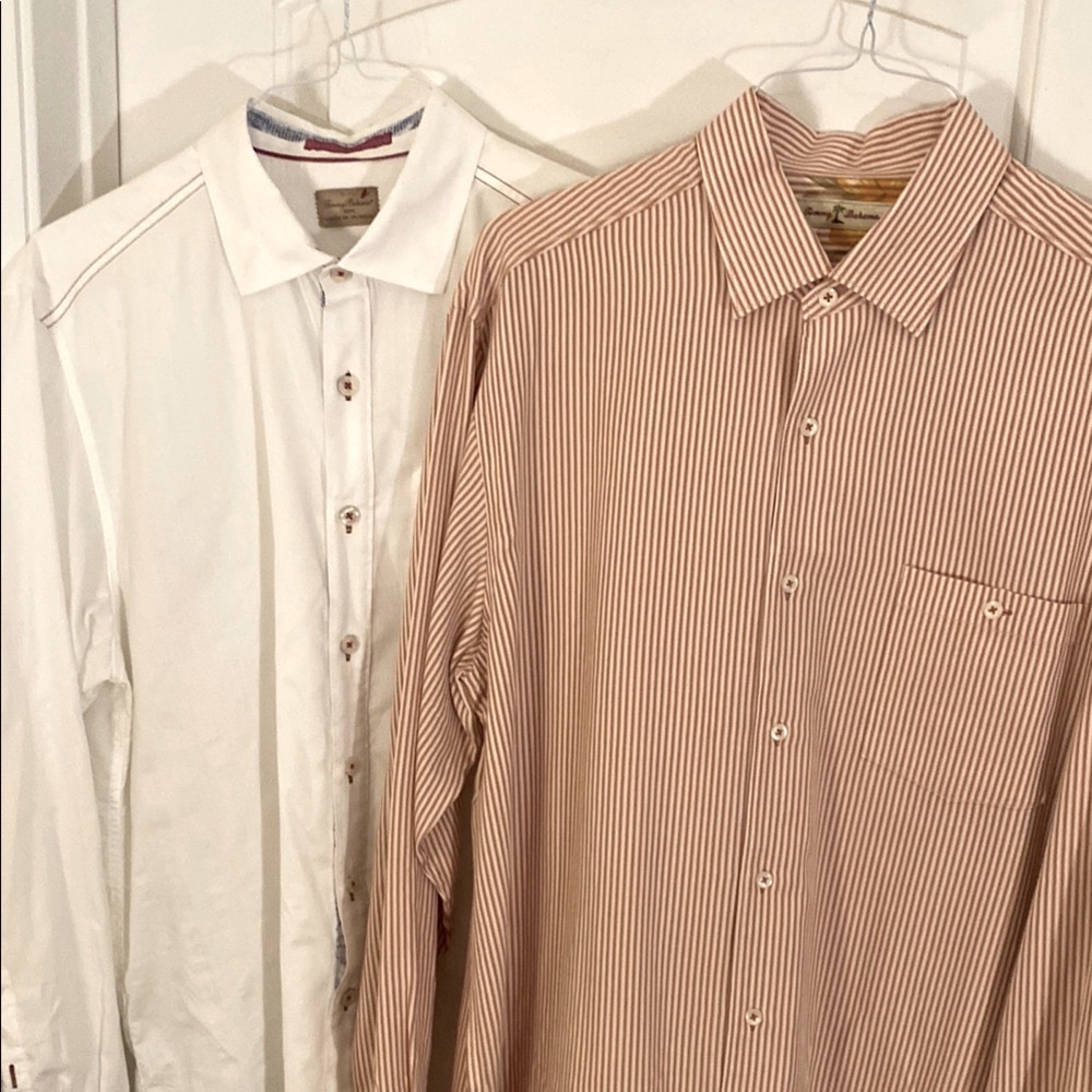 2 Tommy Bahama Long Sleeve Button Front Shirts Size Large